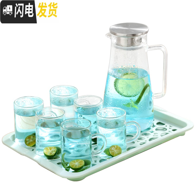 三维工匠透明日式玻璃煮水果茶壶套装家用客厅耐热下午茶泡花茶茶具茶杯 可加热花茶壶1.6[099]