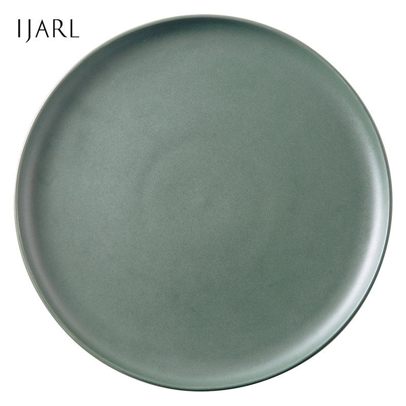 亿嘉IJARL 网红日式牛排盘陶瓷创意西餐平盘碟菜盘北欧酒店 BK8英寸大盘子绿色