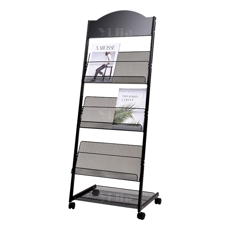 翌嘉YJ4122828 杂志架展示架报置物架收纳落地报纸报刊架 三层黑色 480*360*1280高清大图