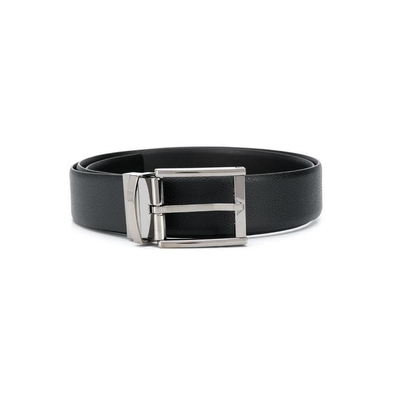 阿玛尼(EMPORIO ARMANI)男士扣环腰带黑色可调节雕刻logo耐磨时尚图片