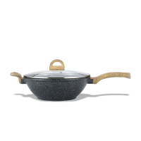 卡罗特(CaROTE)麦饭石单柄带耳炒锅 不粘少油烟家用炒菜锅 平底锅电磁炉锅具32CM