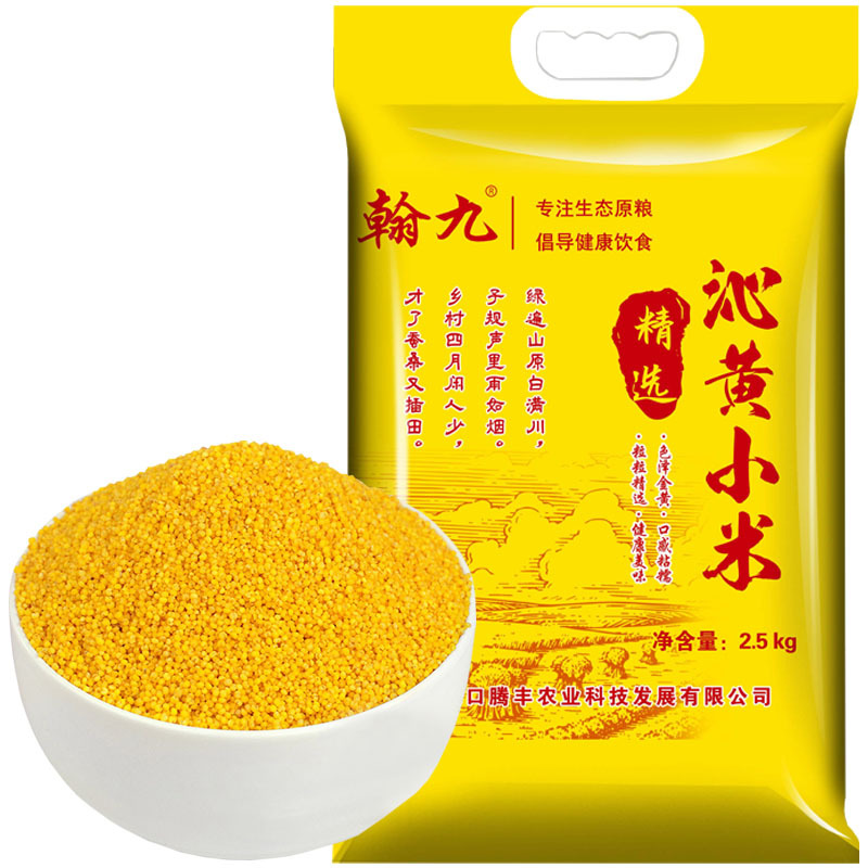 翰九 沁黄小米 2.5kg 全新沁黄小米 月子小米 五谷杂粮 粗粮 杂粮 粮油 粥伴侣 国产食品 真空包装