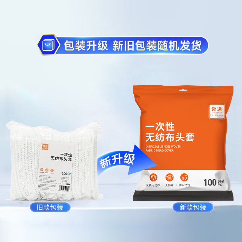 无纺布厨房厨师网帽发套条形隔离帽白色100只/袋高清大图