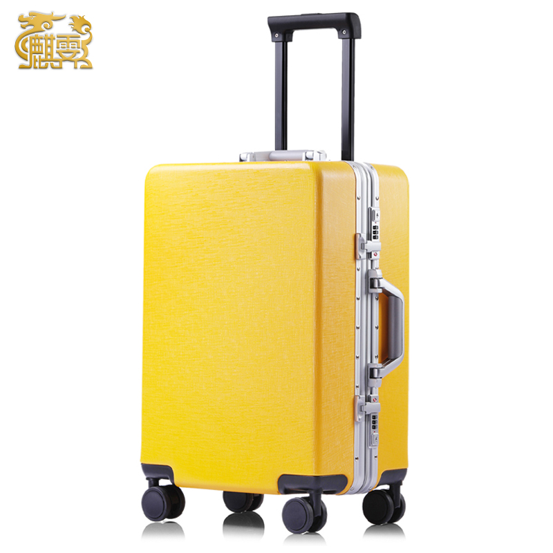 麒霁 行李箱 旅行箱 黄色22英寸铝框款9211C