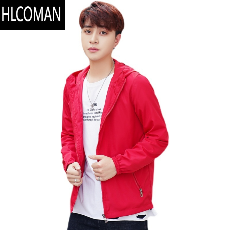 HLCOMAN潮牌户外风衣外套男士秋季防风夹克黑色青少年上衣休闲防水
