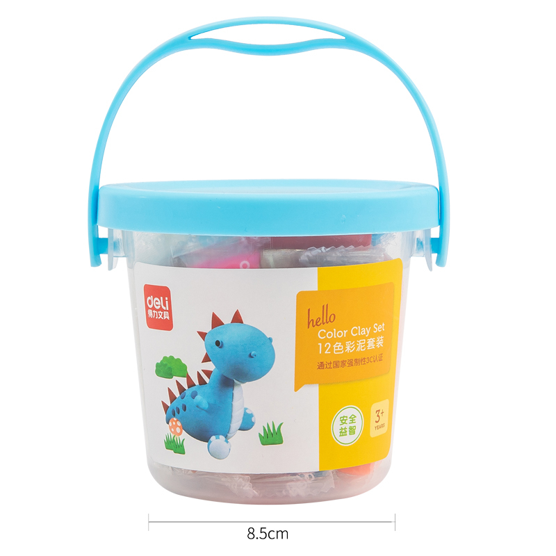 得力(deli)7022彩色橡皮泥儿童手工12色彩泥玩具套装颜色鲜艳小学生文具批发环保安全手工DIY彩泥套装