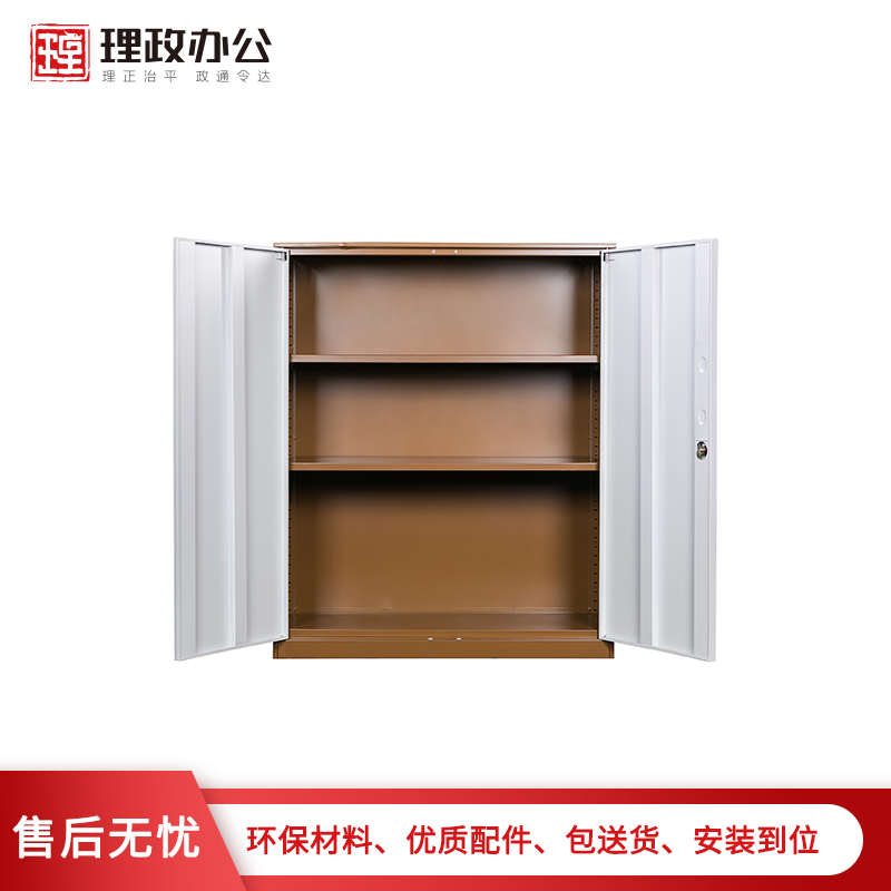 【理政】钢制文件矮柜 铁皮文件柜 资料柜 金属小柜 对开门储物柜 拆装柜高清大图