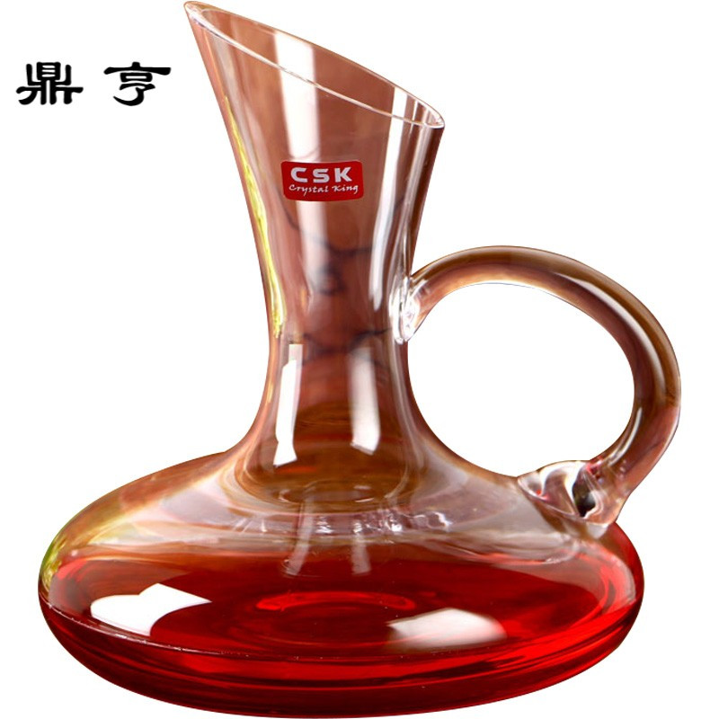 鼎亨水晶玻璃快速 带把手工醒酒器 倒酒器醒酒壶盛酒器