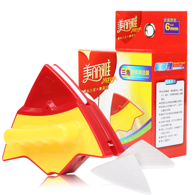 美丽雅maryya 三角玻璃清洁器 红色PP擦玻璃器 bai百洁布可替换