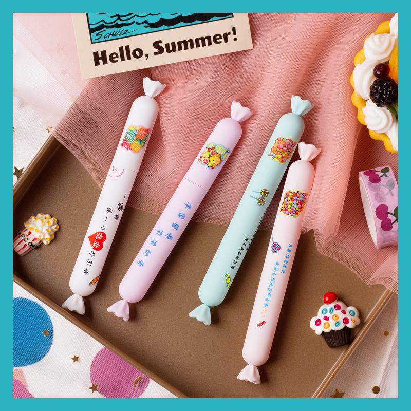 ins网红可爱少女心香肠造型中性笔05黑色签字笔学生创意水性笔