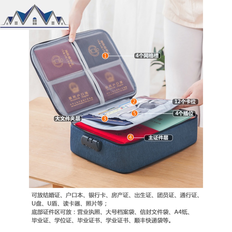 收纳包盒家用多层大容量多功能箱证书户口文件护照卡包整理袋 三维工匠高清大图