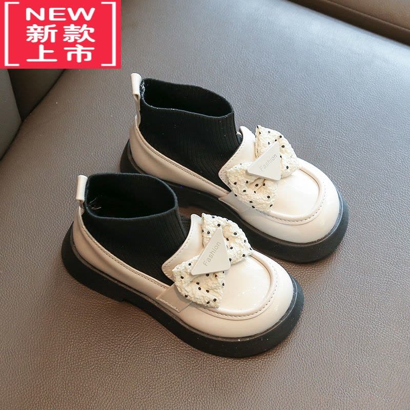 可莉允女童靴子2022秋新款袜子靴儿童皮鞋软底中大童毛线口软底公主单靴图片