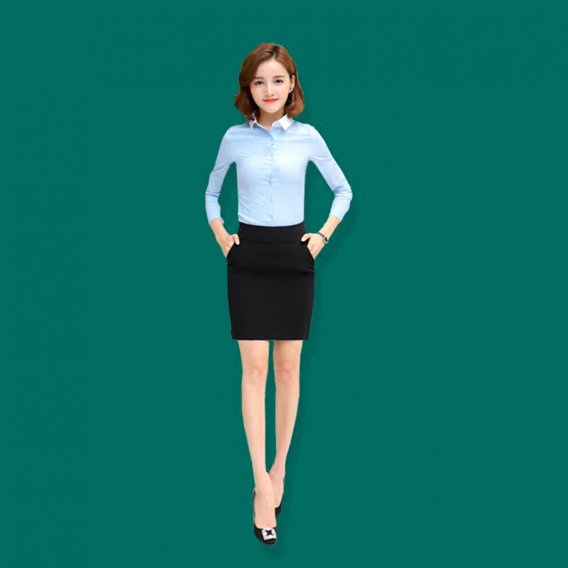 春夏职业装西装裙黑色一步裙半身包臀裙口袋裙子工作裙正装女短裙