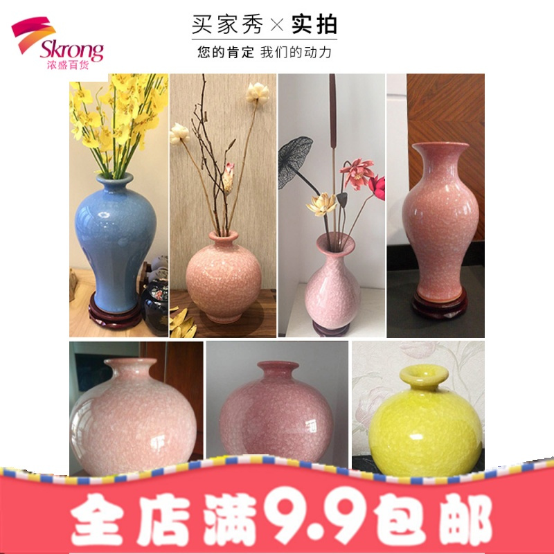 景德镇陶瓷器插花花瓶创意现代新中式家居客厅装饰品电视柜摆件