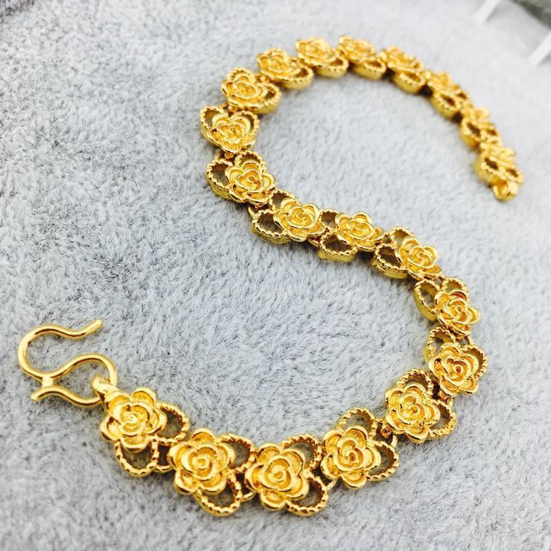 新款金星星花朵仿黄金手链女越南沙金手链时尚百搭饰品不色送女朋友老婆生日礼物送女朋友七夕情人节礼物