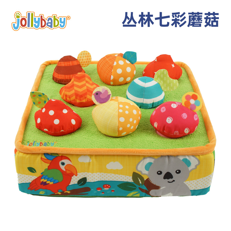 jollybaby拔萝卜玩具婴儿可啃咬拔拔乐0-6月宝宝动手抓握1663 jollybaby-丛林七彩蘑菇拔拔乐