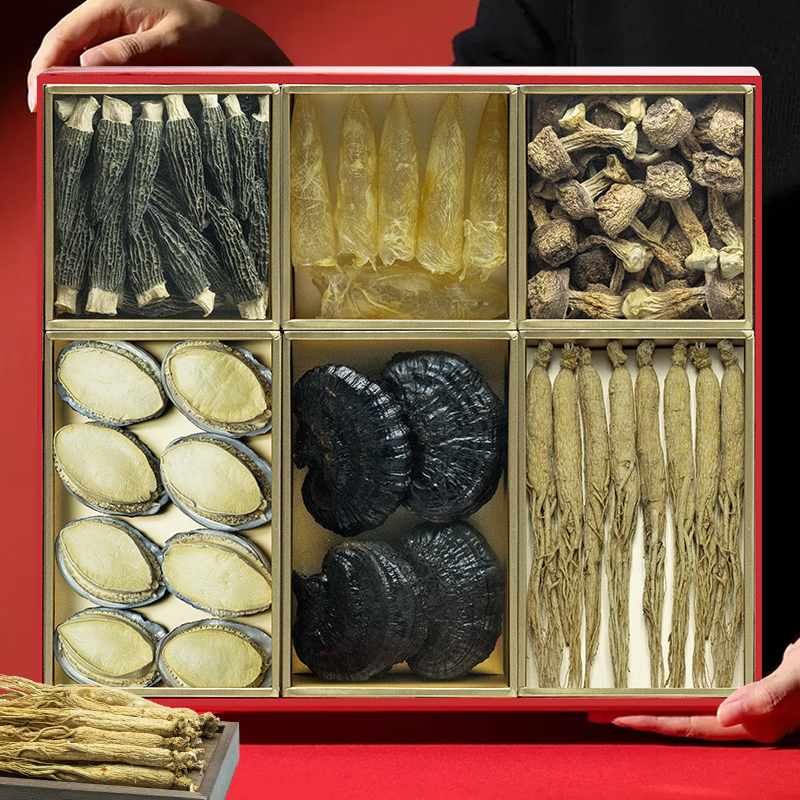菌益(junyi) 山珍海味干货礼盒(红款六拼)316g高清大图