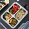 三维工匠饭盒便当盒 上班族日式保温便携食堂餐盒分格成人餐盘不锈钢带盖 [级版]蓝色[成人五格]送304勺子+筷子