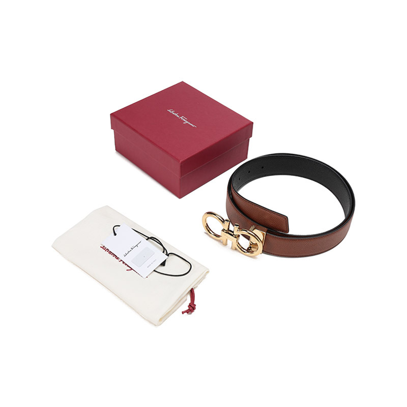 菲拉格慕salvatoreferragamo男士皮革可裁剪板扣式双面皮带腰带679974