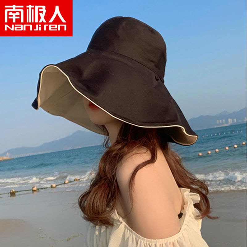 帽子女夏季遮阳帽渔夫帽大帽檐遮脸太阳帽防晒图片