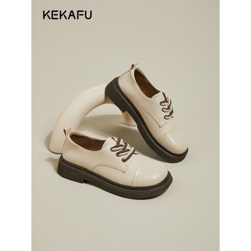 珂卡芙厚底乐福鞋女2023夏季新款英伦风小皮鞋低跟日系百搭单鞋子