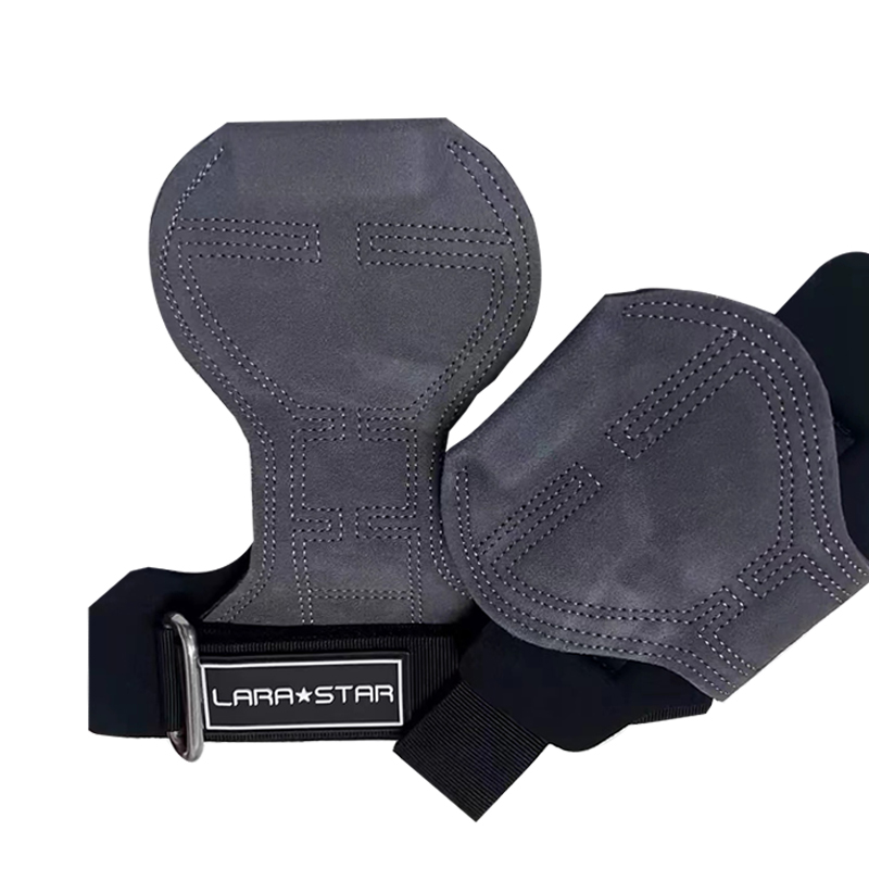 劳拉之星LS0731助力带牛皮健身护掌引体向上护腕硬拉手套一对 灰高清大图