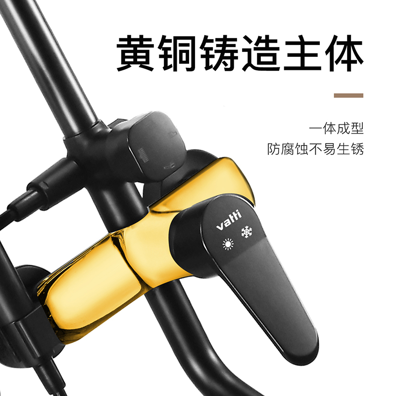 华帝(VATTI)卫浴铜质龙头淋浴花洒套装手持花洒 雅黑增压喷枪四功能多出水花洒套装