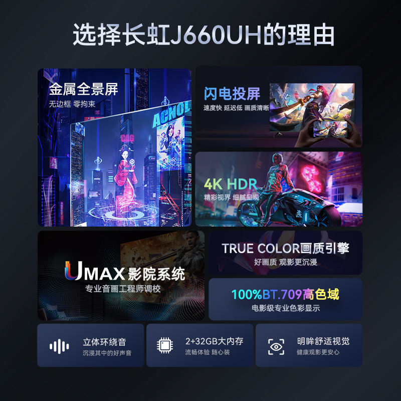 长虹 75J660UH 商用显示屏 4K 超清 无广告老人家用电视 无线投屏企业会议大屏酒店商用智能液晶电视高清大图