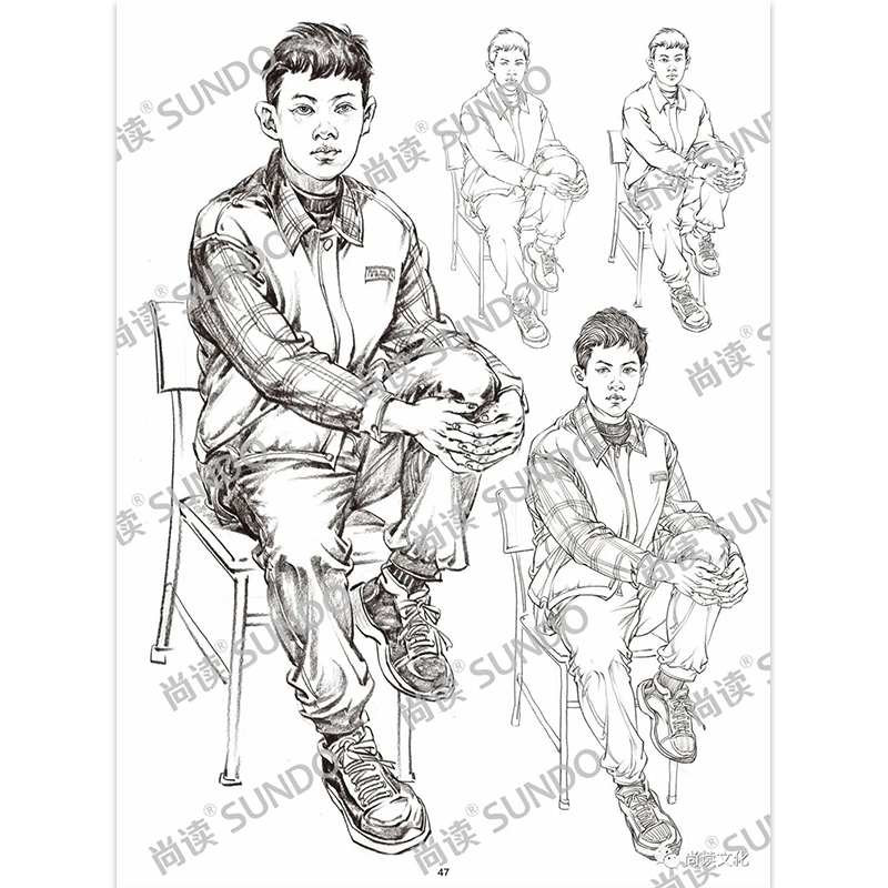 [正版]超级临摹卡人物速写 2022尚读文化站坐蹲线性到线面初学者高清卡片高清大图