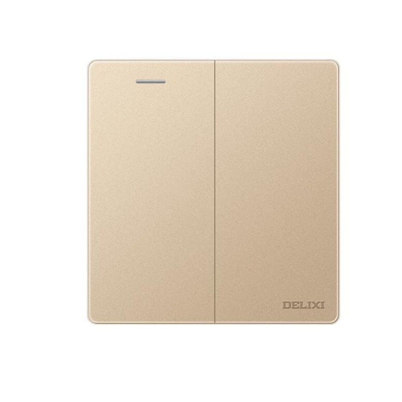 德力西(DELIXI)开关插座面板 CD821系列 双开二开双控开关 香槟金纯平大板