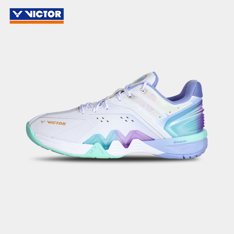 VICTOR/威克多 羽毛球鞋稳定类U2.5标准楦P8500NLite P8500NL/AT（蒸馏白/蓝紫） 40码