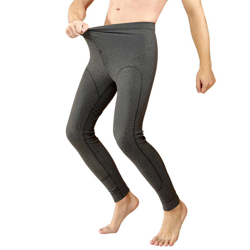 羊毛护膝男士保暖裤男裤加厚牙签条阳离子德绒秋裤男款打底裤秋冬高清大图