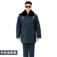 皖川2011新式保安服WC-038 冬装棉服加厚保安大衣冬季防寒工作服墨绿中长款 180/2XL 加厚中长款墨绿