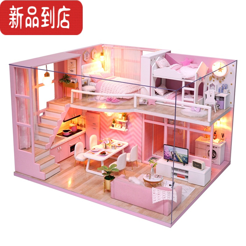 真智力儿童玩具3d立体拼图女孩diy手工木质房子拼装成人板模型益智10岁 梦想天使+灯+工具胶水+防尘罩+音乐