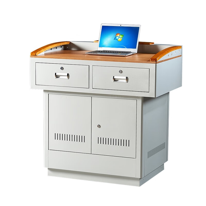 铭祖多媒体讲台钢制多功能教学老师讲台学校教师教室讲台桌演讲台讲桌 MZ-09木面款高清大图