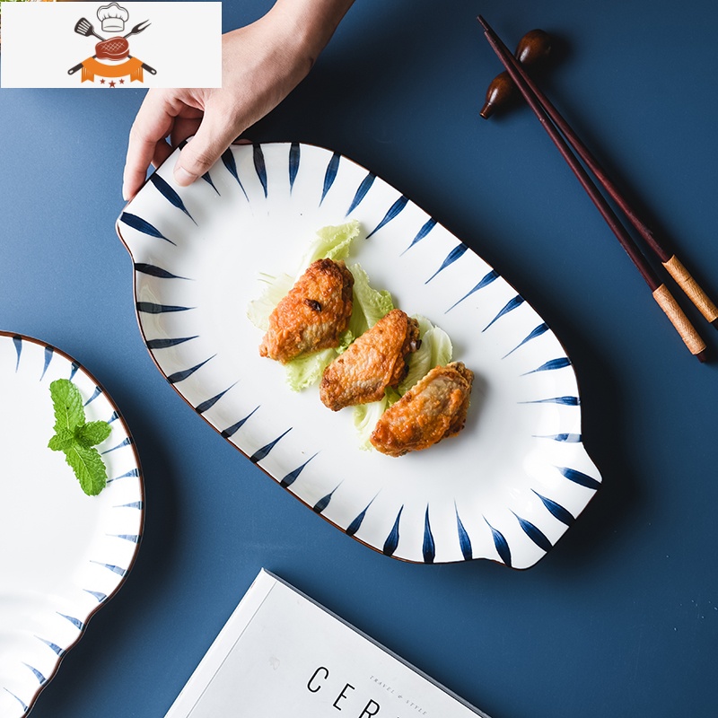 敬平蒸鱼盘子菜盘家用新款陶瓷大号菜盘网红餐具创意北欧装鱼碟微波炉高清大图