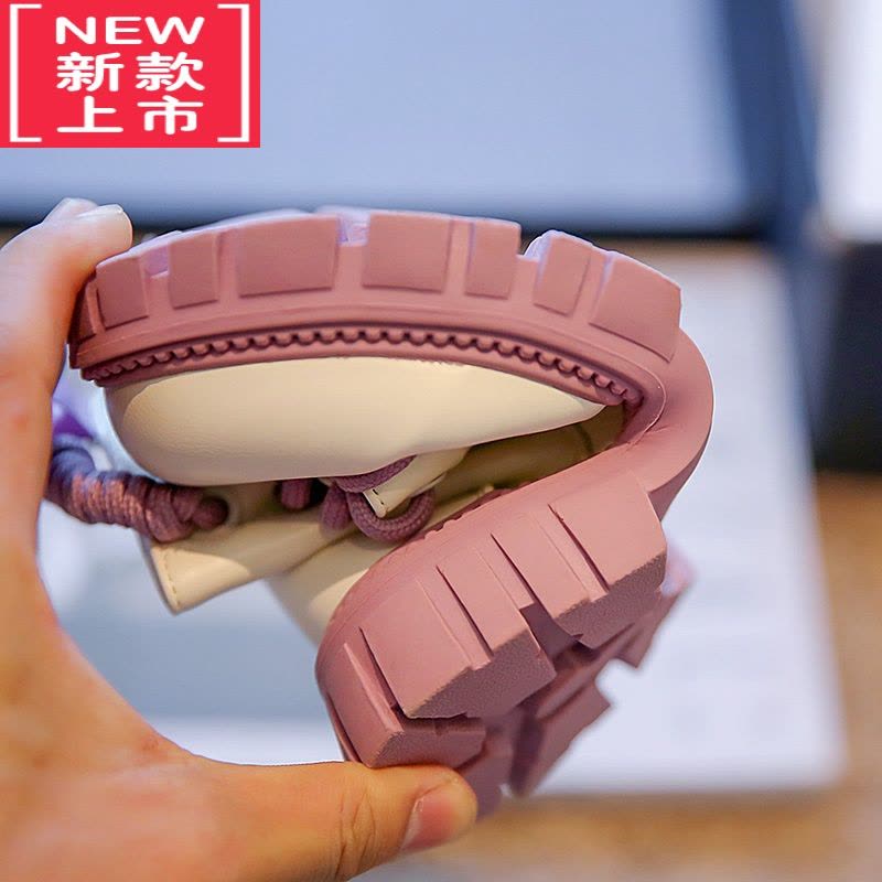 可莉允女童二棉马丁靴2022秋冬新款儿童靴韩版防滑加绒皮靴男童低筒短靴图片