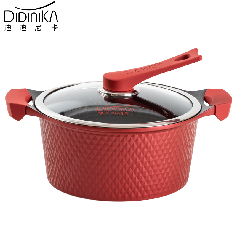 迪迪尼卡(Didinika) 麦饭石汤锅蒸锅两用不粘锅电磁炉燃气灶适用家用炖锅24cm