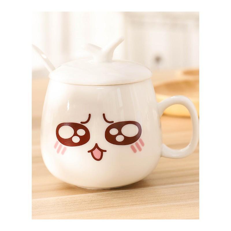 权夫人陶瓷马克杯女男咖啡杯杯子带盖勺喝水杯麦片杯牛奶杯瓷杯 带盖勺感动