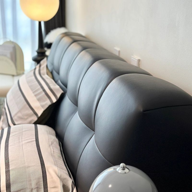 意式真皮床轻奢现代简约主卧室双人床高端大气黑色家用储物泡芙床高清大图