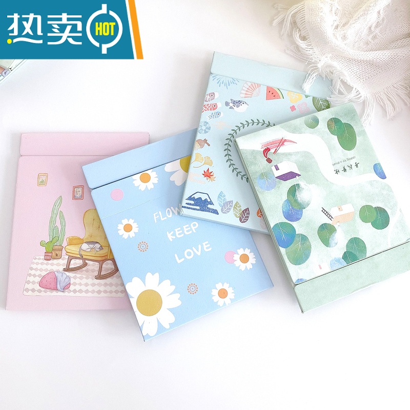 敬平ins风便携折叠化妆镜家用可爱大号宿舍梳妆镜学生桌面台式小镜子 杏色 小号-蓝格小花便携式用镜高清大图