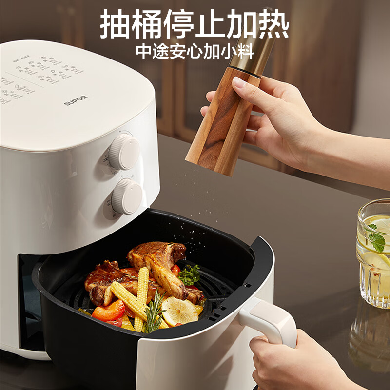 苏泊尔(SUPOR)空气炸锅 家用多功能 4.2L 轻音烘烤不打扰 金属内腔不沾易清洗电炸锅KJ42D801高清大图