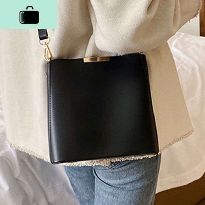 上新包包女2020新款质感拼接纯色磁扣百搭水桶子母包单肩包斜挎包NEW LAKE女斜挎包图片