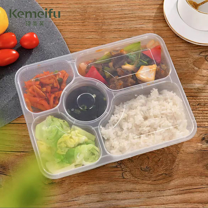 珂美芙 一次性餐盒 可带汤碗 五格150套/箱高清大图