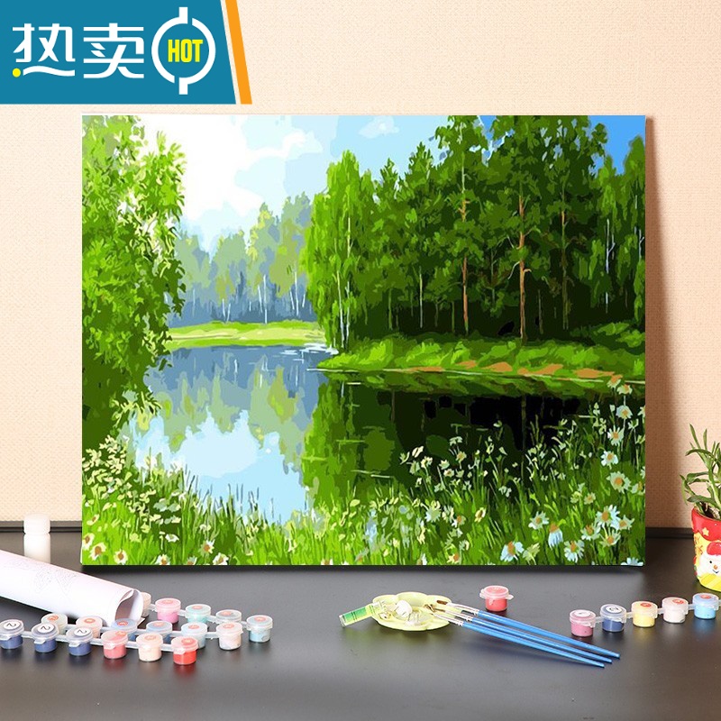 敬平数字油画diy填充手工填色消磨时间花开季节装饰涂色丙烯油彩画画装饰画高清大图