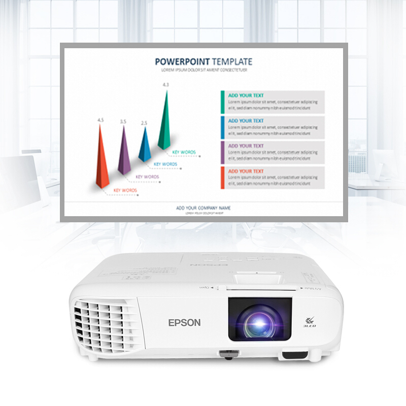 爱普生(EPSON)CB-X49投影仪商务办公教育3600ANSI流明