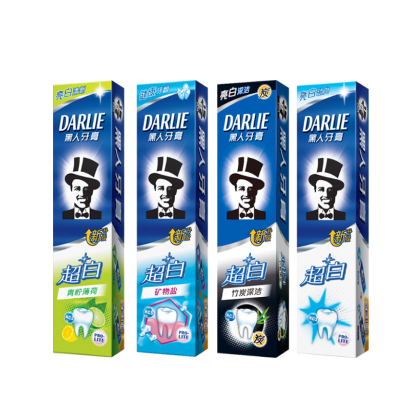 黑人(darlie) 超白 青柠 / 矿物盐 /竹炭 / 纯超白 牙膏 90g*72 支