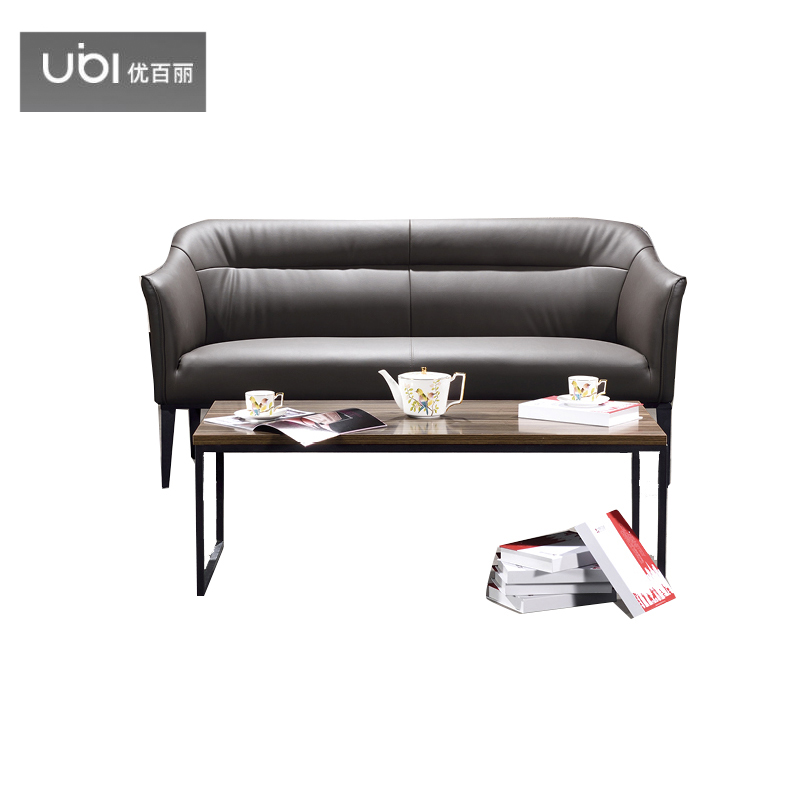 优百丽 DG-9053 办公室沙发 办公家具 会客接待 现代简约家具 颜色尺寸可定制 三人位（黑色牛皮）
