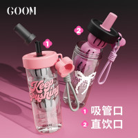 格沫糖福禄新款女生高颜值大容量便携塑料水杯子吸管杯泡茶格沫糖福禄水杯(甜心结)