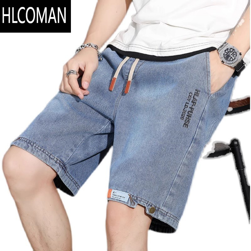 HLCOMAN男士牛仔短裤夏季薄款潮流宽松休闲外穿潮牌炸街帅气百搭五分中裤